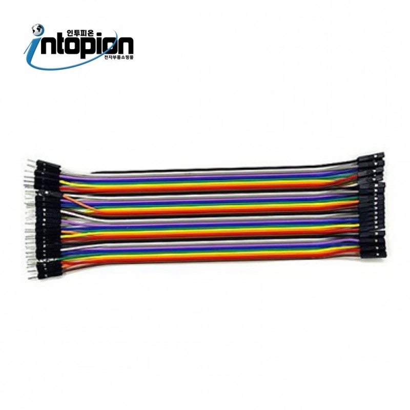 아두이노 40핀 암수 점퍼케이블 21CM 듀폰케이블 암/수 (40Pin Jumper Wire 21Cm M/F For Arduino) / 인투피온